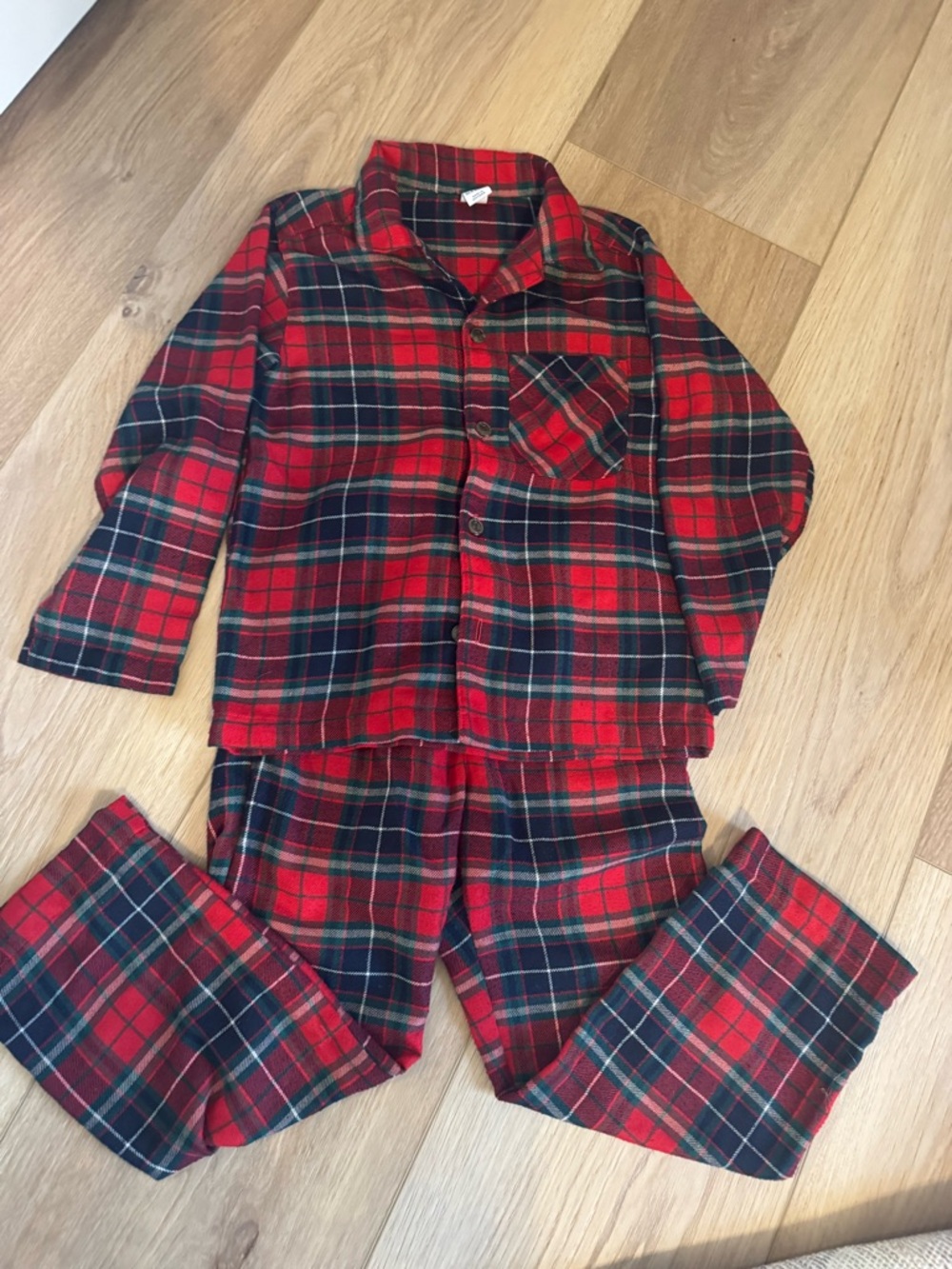 Old Navy Red and Black Plaid Kids Pajama Set